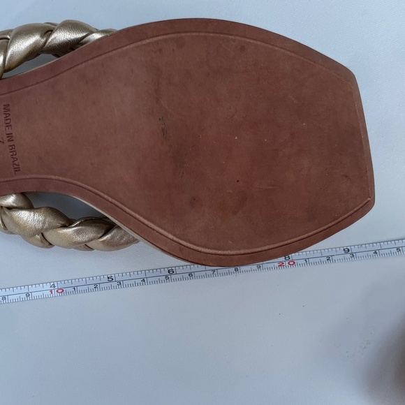 BCBG MAX AZRIA Bella Braided Gold Leather Sandals - Picture 8 of 8